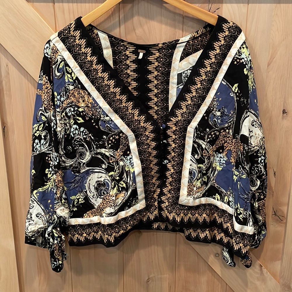 Free People Blouse with tie sleeve details